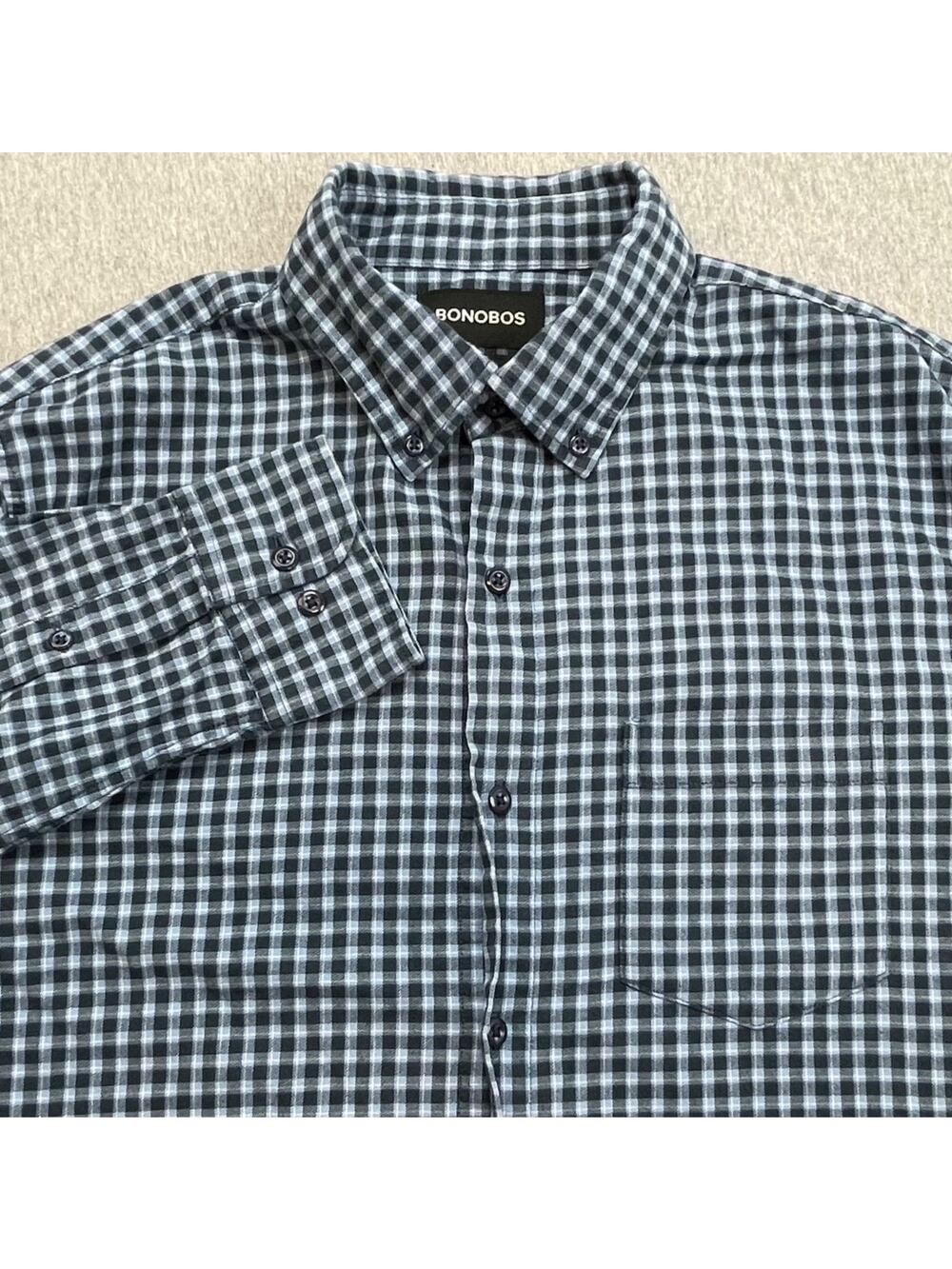 Bonobos Shirt Men Medium Plaid Cotton Blend Stretch Flannel Button Down Slim Fit